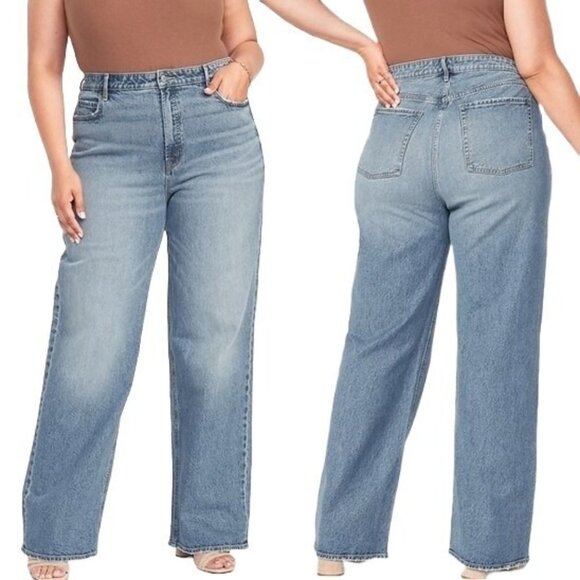 Old Navy Sky Hi Wide Leg Jeans Plus Size 24 Extra High Rise Secret Smooth Nikol - Picture 1 of 11